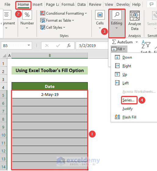 Use Fill Tool to Create Automatic Rolling Months in Excel
