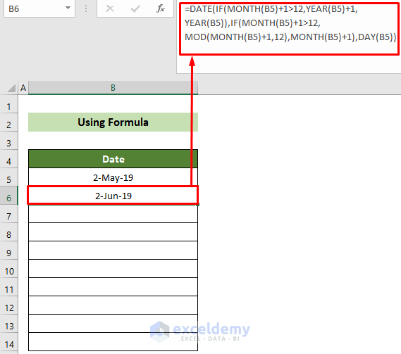 Formula to Create Automatic Rolling Months in Excel