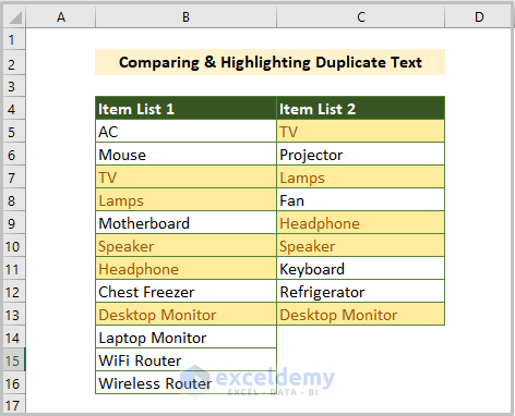 Comparing & Highlighting Duplicate Text 