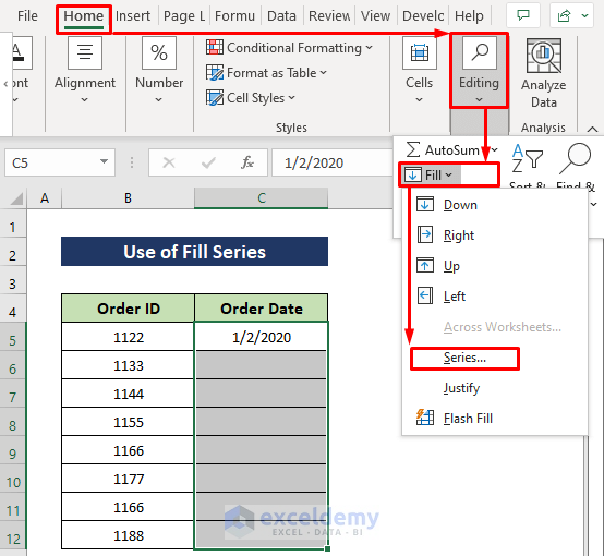 Select Fill Series Option to Add 1 Month to Date in Excel