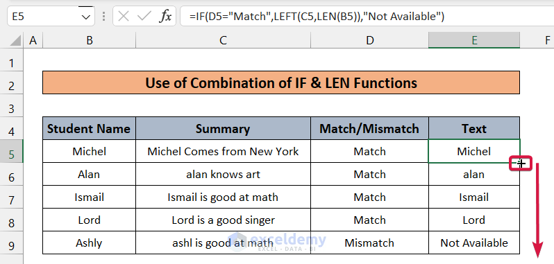 Use of LEFT function for Extracting Similar Text