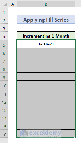 Apply Excel Fill Series Command for Incrementing