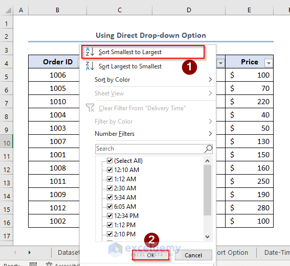 excel sort by date and time