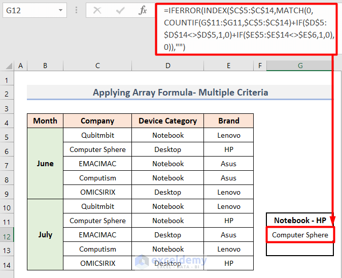 Apply Array Formula to Pull Out Unique Values Based on Criteria in Excel