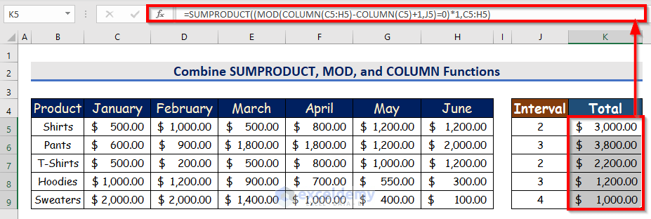 Merge SUM, FILTER, SEQUENCE, and COLUMNS Functions