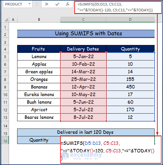 Using SUMIFS with Dates with Multiple Criteria in the Same Column