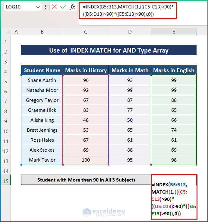 AND Type Multiple Criteria in Rows and Columns with Array in Excel