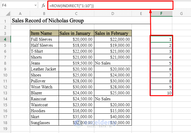 ROW and INDIRECT Functions in Excel