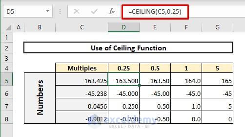 Round up decimals using CEILING function