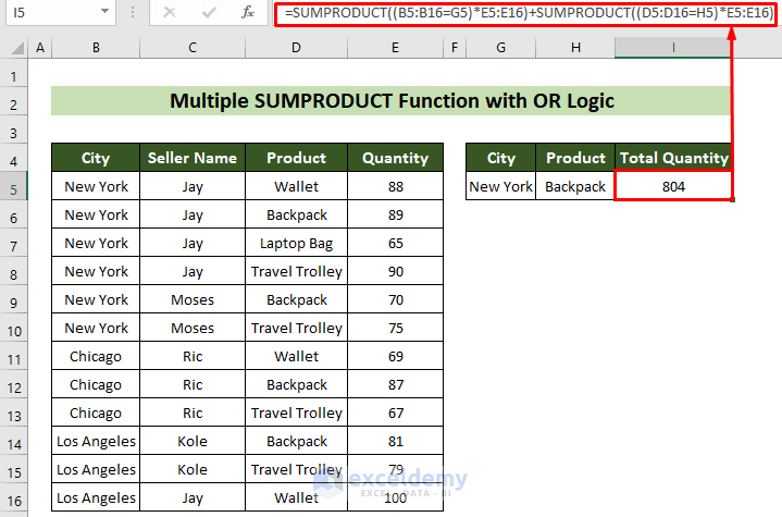 Multiple SUMPRODUCT with Multiple OR Logic