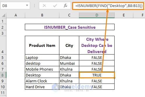 Using ISNUMBER Function_case-sensitive If Cell Contain Text