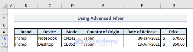 advanced filter multiple rows