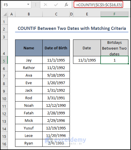 COUNTIF Between Two Dates with Matching Criteria