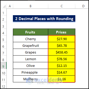rounding with tow decimal places