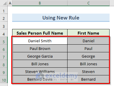 applying new rule feature to compare two strings for similarity in excel