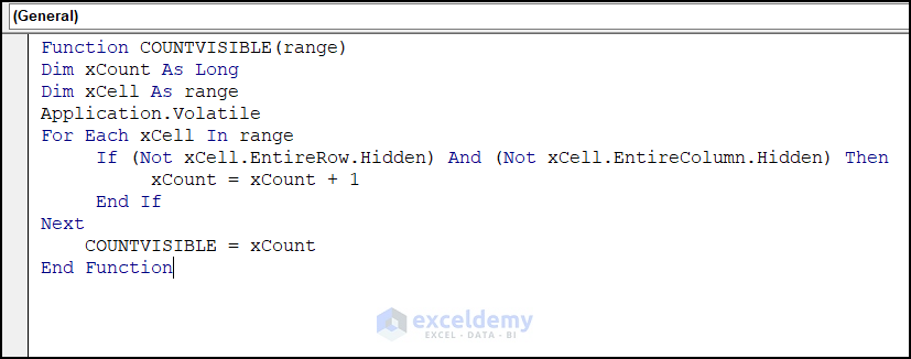 VBA code to Count visible rows in Excel