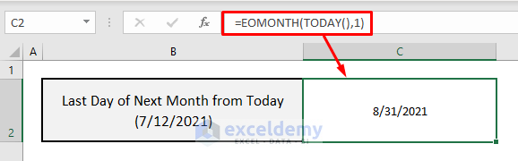 excel formula to get last date of next month