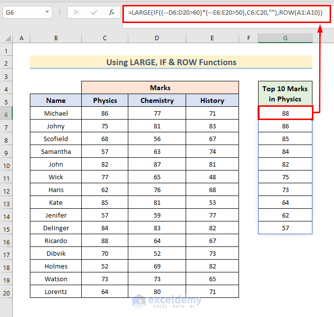 Get Top 10 Values Based on Multiple Criteria in Excel