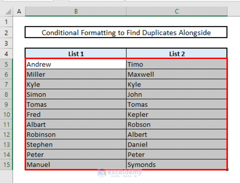 Find Duplicates In Two Columns In Excel 6 Suitable Approaches 