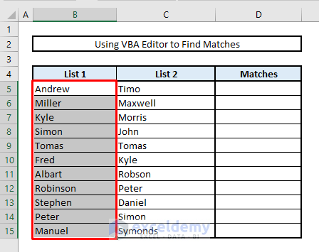 find duplicates in two columns with vba