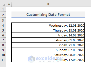 fix excel date not formatting correctly by customizing number format