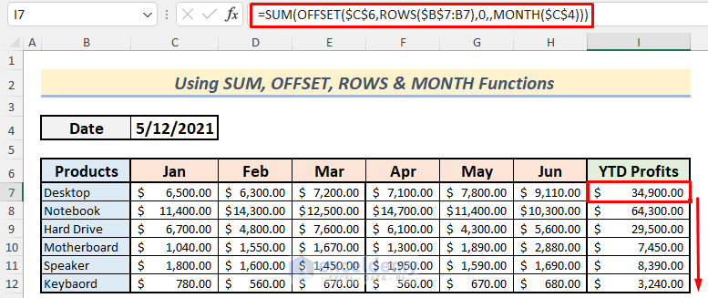 Calculating YTD Profits by Incorporating Excel Functions