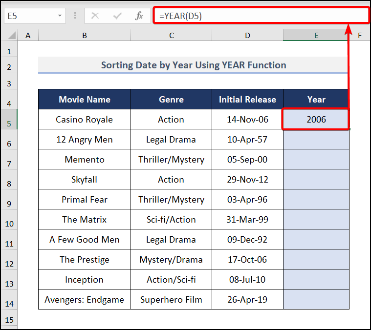 How to Sort Dates in Excel by Year