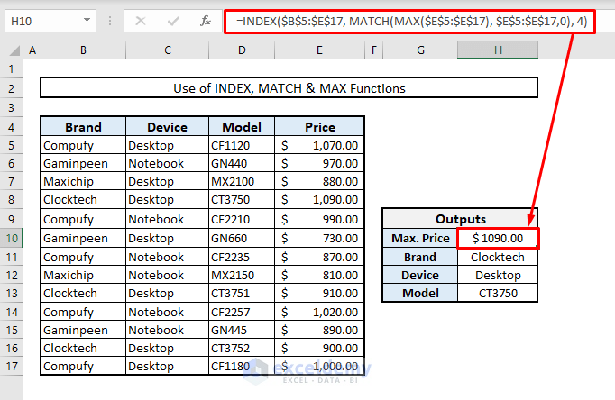 index match max to find maximum value with multiple criteria