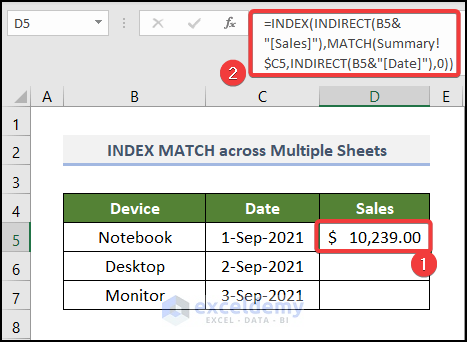 How to Sum Across Multiple Sheets with INDEX-MATCH Formula