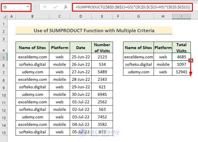 Alternative of Using SUMIFS Function in Multiple Columns in Excel