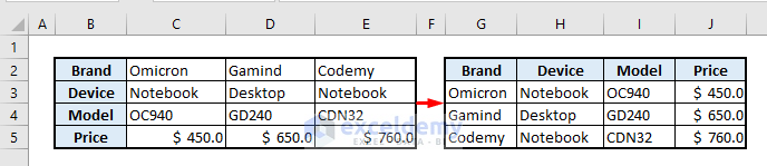 transposing data before filter multiple rows in excel