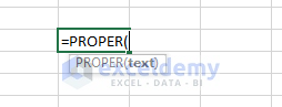Syntax - Excel PROPER Function