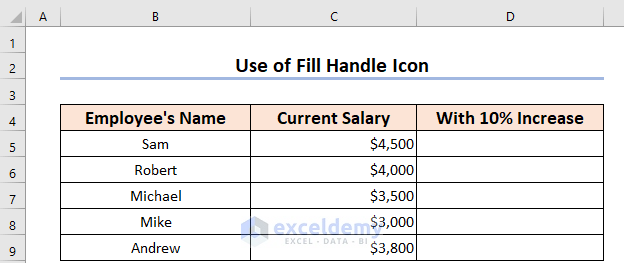 Dragging Fill Handle Icon to Copy a Formula with Changing Cell References in Excel
