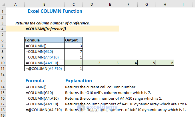 Overview of Column function