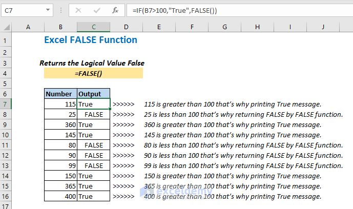 Overview of FALSE function