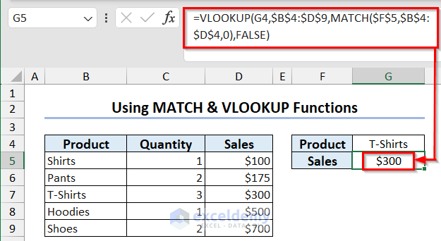 Using MATCH Function with VLOOKUP in Excel