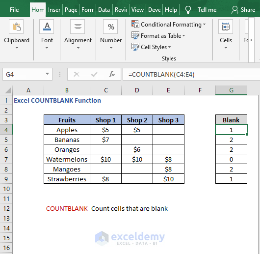 Overview - Excel COUNTBLANK Function