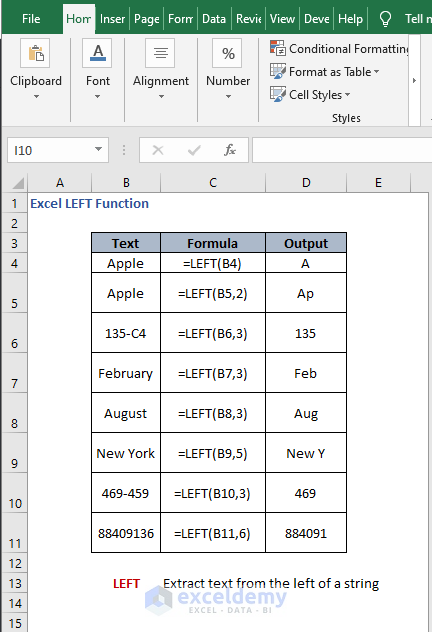 Overview- Excel LEFT Function