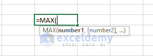 Syntax - Excel MAX function