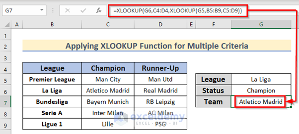 Apply Excel XLOOKUP Function for Multiple Criteria
