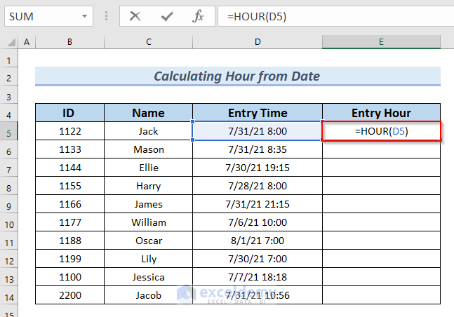 Inserting HOUR Function by Ingonring Date