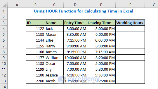 Using HOUR Function for Calculating Time in Excel