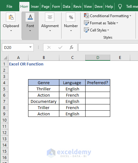 Data4-Excel OR Function
