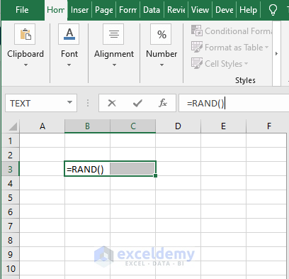 Select cells & RAND- Excel RAND Function
