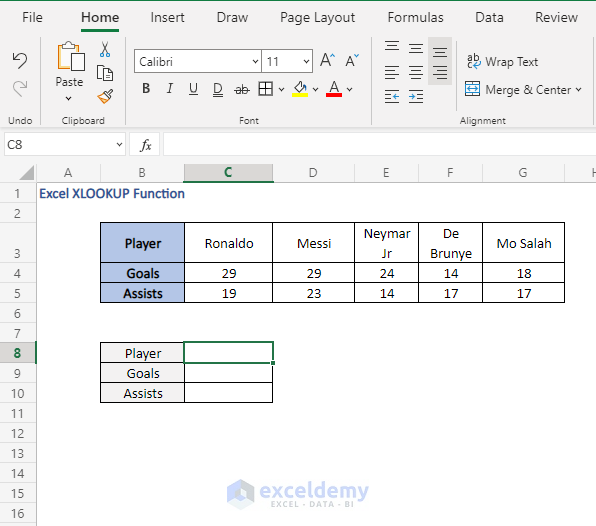 horizontal lookup - data - Excel XLOOKUP Function