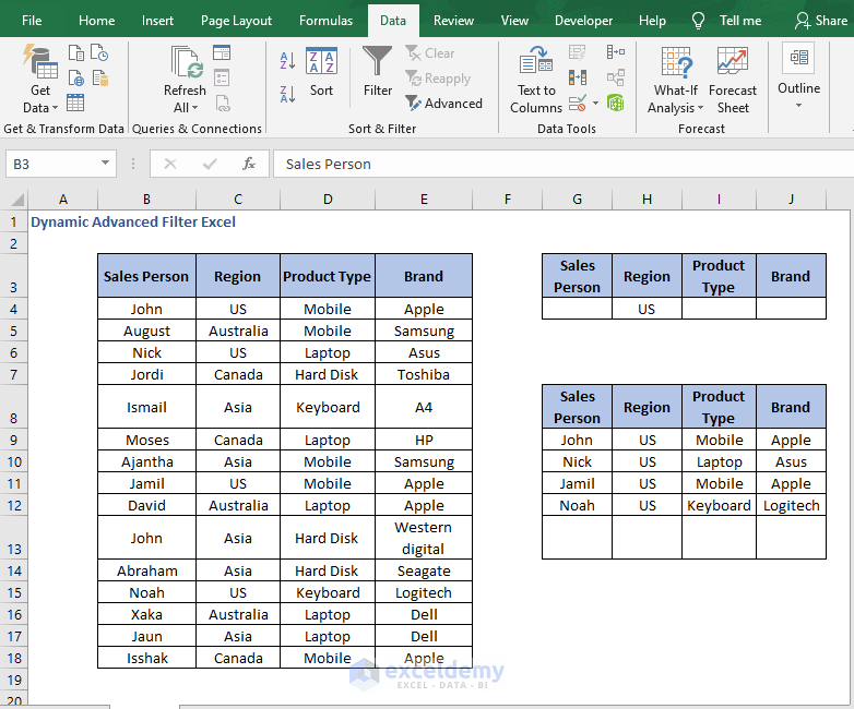 Advanced Filter - Dynamic Advanced Filter Excel