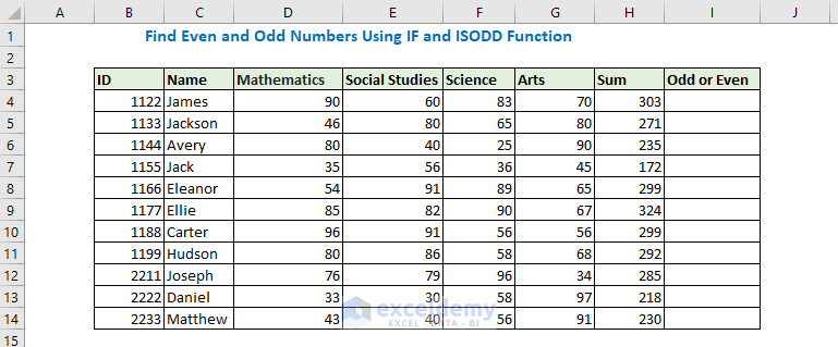  Find Even and Odd Numbers Using IF and ISODD Function
