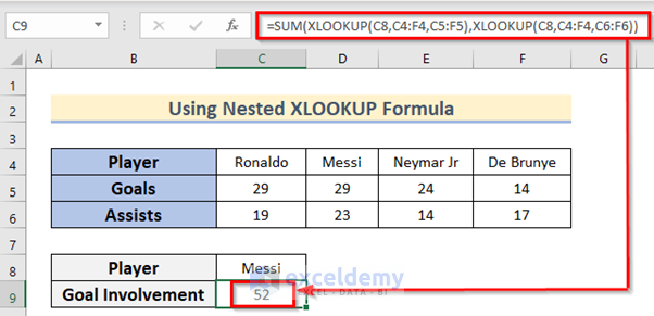 Use Nested XLOOKUP Formula in Excel