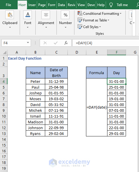 Excel Formula For Days – Calculate number of days between two dates in ...