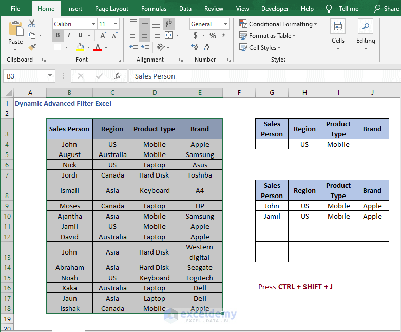 Dynamic Advanced Filter - Dynamic Advanced Filter Excel 